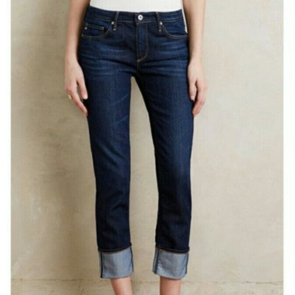 AG The Stevie Cuff Medium Wash Cropped Jeans Sz 25